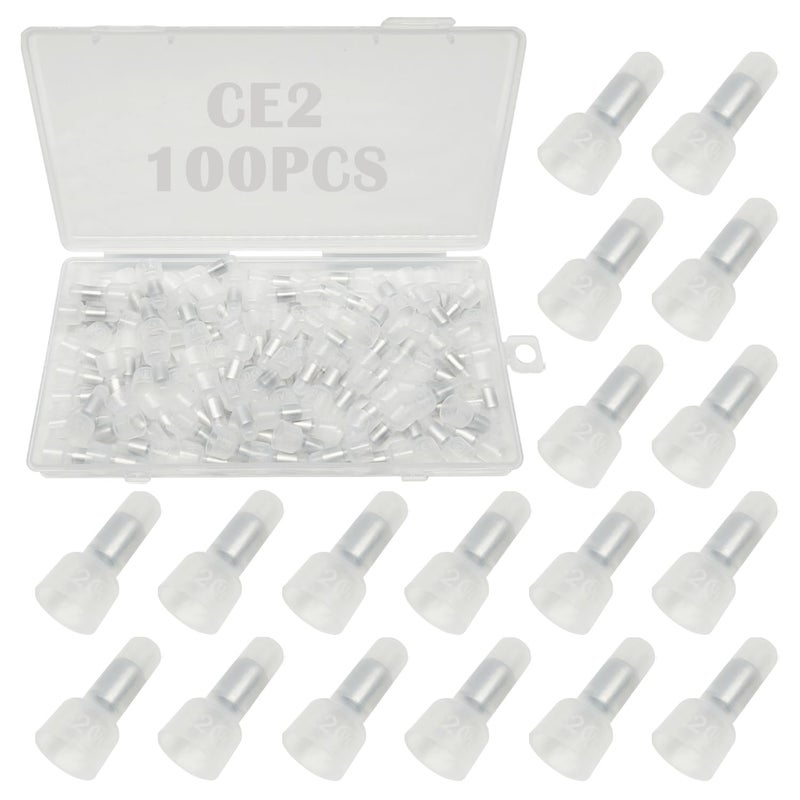 Tugermoola 100PCS Nylon Closed End Crimp Terminal 16-14AWG Wire End Caps Electrical Car Audio Wire Connectors CE2 - Image 1